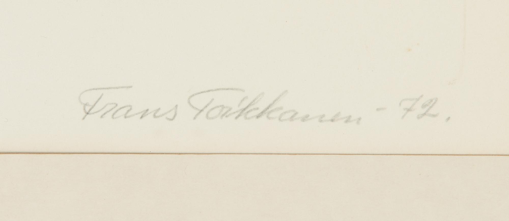 Frans Toikkanen, mezzotint, signerad och daterad -72, numrerad Tpl'a 6/50.
