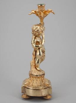 LJUSSTAKE, förgylld brons, möjligen Ryssland 1800-talets mitt.