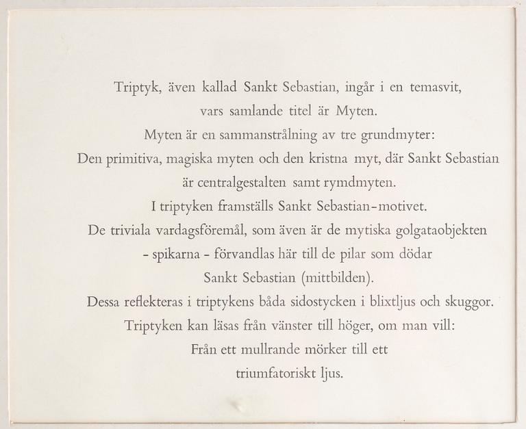 OLLE BONNIÉR, färglitografisk portfölj/triptyk, samramad, signerad Bonniér, daterad -64 samt numrerad 65/80 med blyerts.