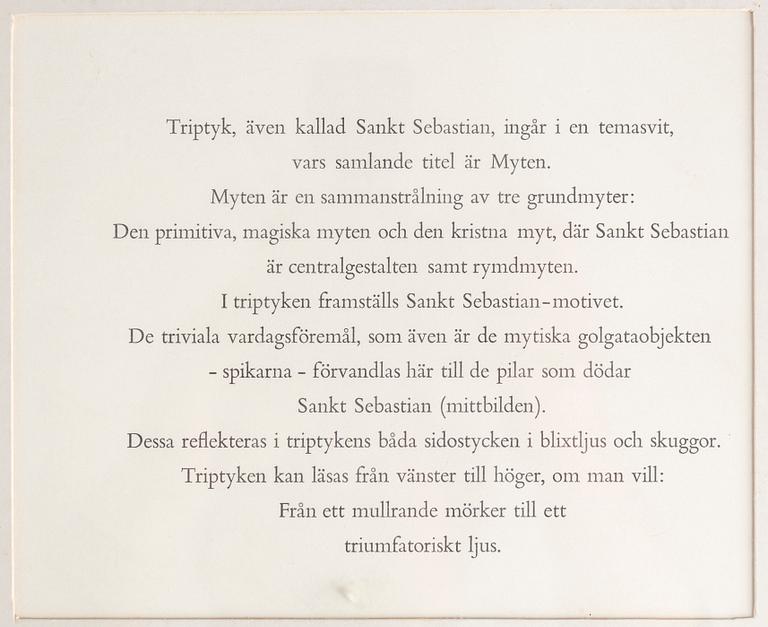 OLLE BONNIÉR, färglitografisk portfölj/triptyk, samramad, signerad Bonniér, daterad -64 samt numrerad 65/80 med blyerts.