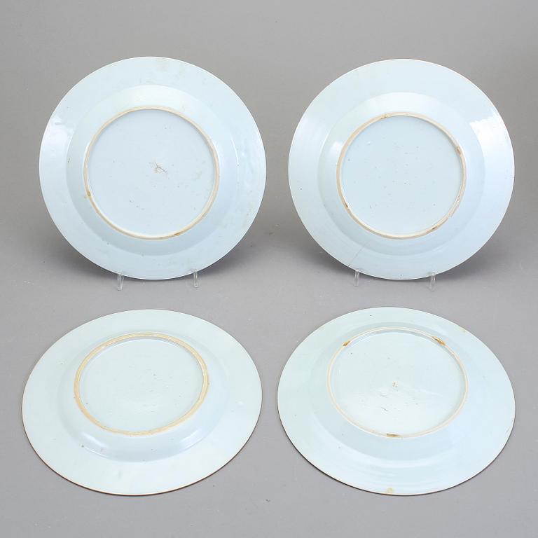 TALLRIKAR, 4 st, porslin, Kina, Qianlong 1736-1795.