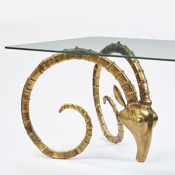 Alain Chervet, a brass and glass 'Ibex' dining table, France, 1970's.
