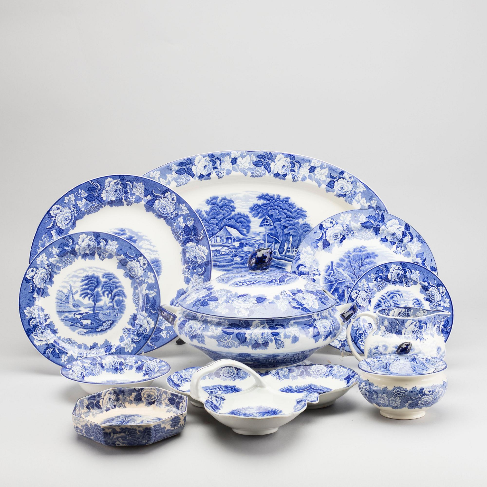 SERVISDELAR, 43 delar, WOOD WARE "Enoch Woods English Scenery".