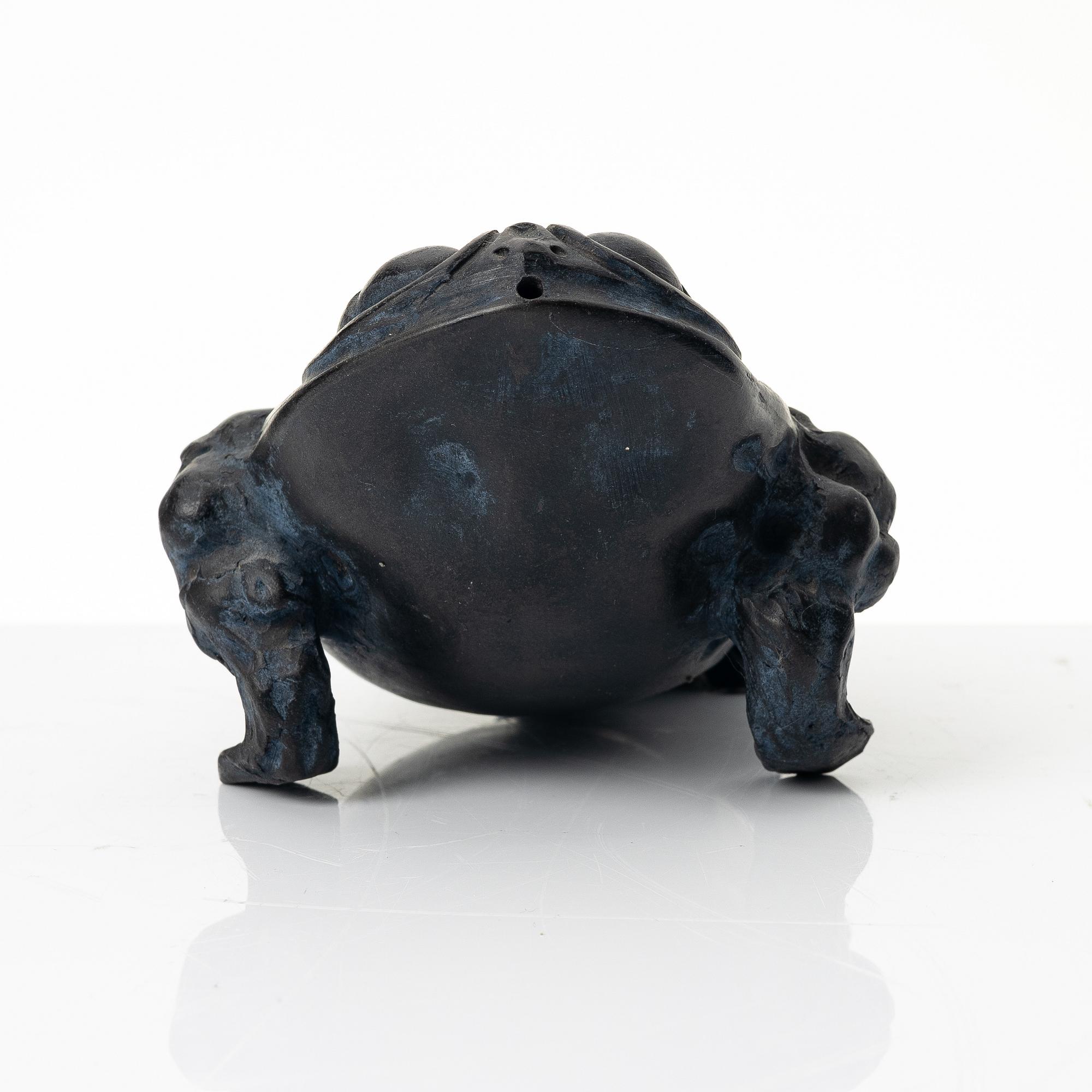 A dark yixing three legged toad 'Jin Chan' water sprinkler, China, 1980s.