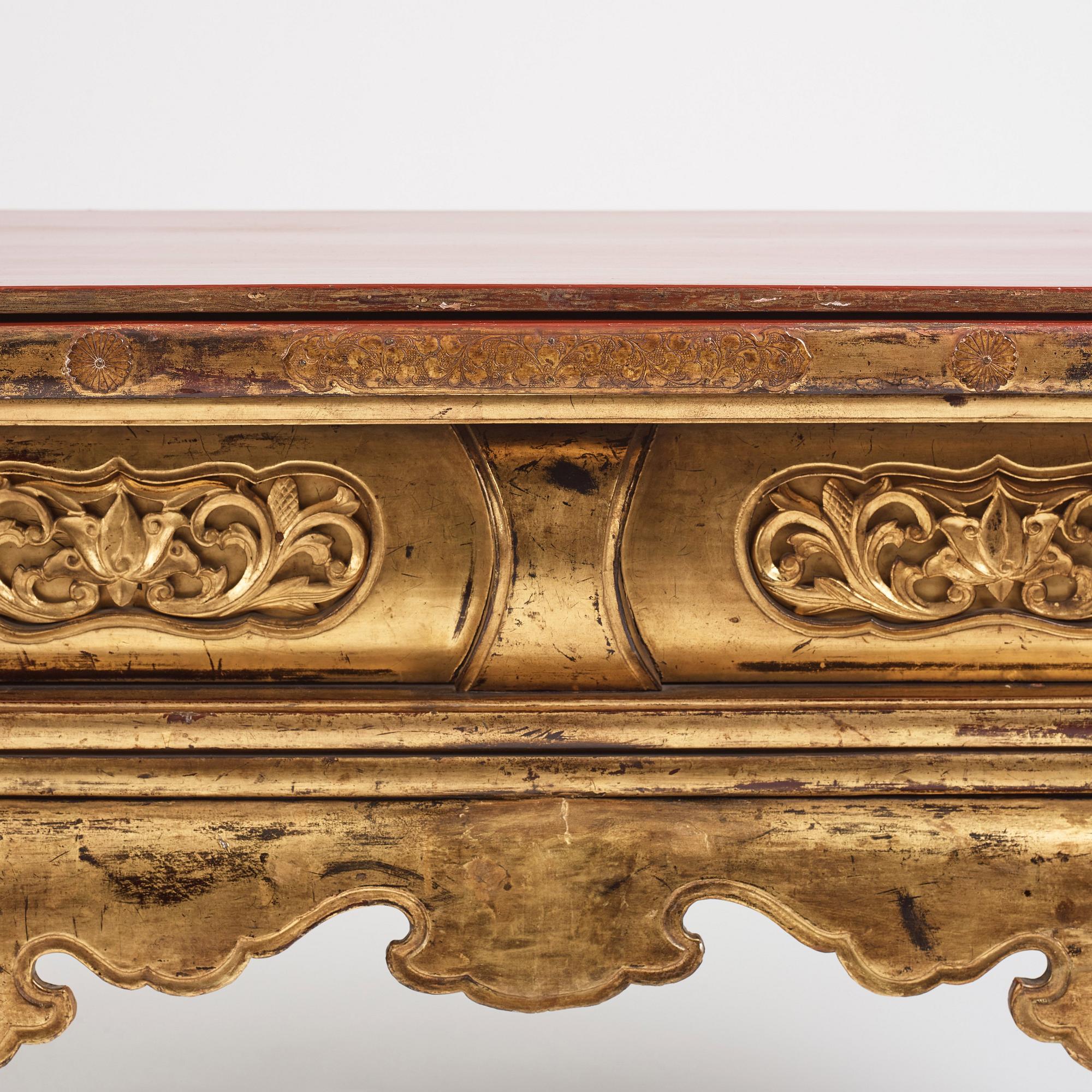 A Japanese lacquered and qilded Buddhist altar table or Butsudan.  Edo period (1603-1868).