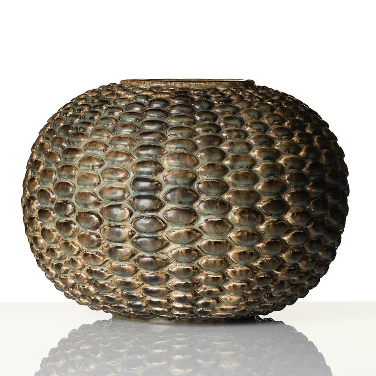 Axel Salto, a stoneware vase in the "budding" style, Royal Copenhagen, Denmark, 1940s-50s.