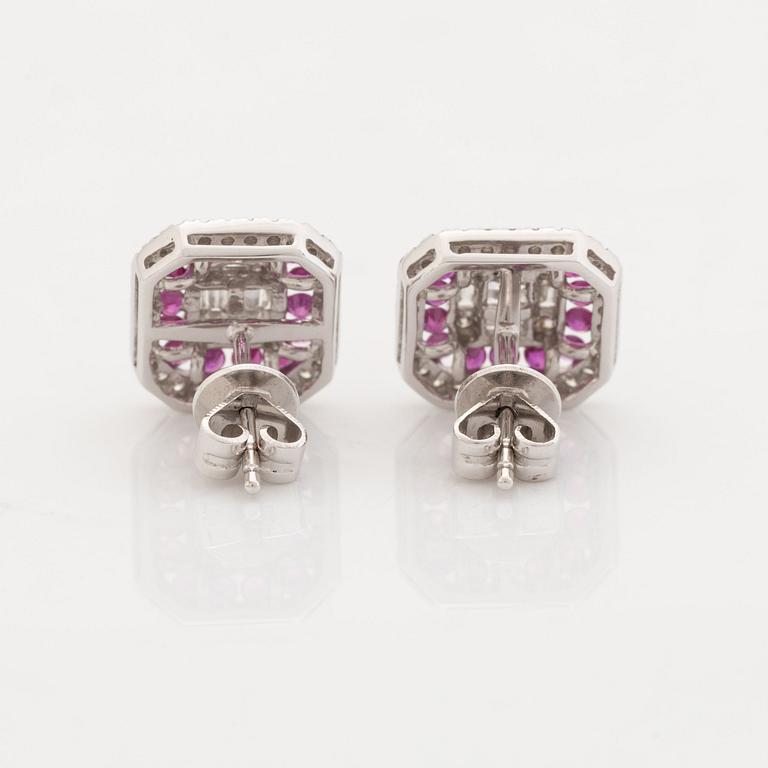 Ruby and diamond earrings.