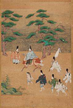 A Japanese six fold screen, Edo period (1603-1868).