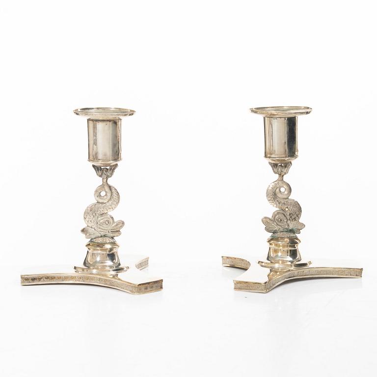 A pair of Swedish Empire candlesticks, mark of Petter Fredrik Sundberg, Karskrona 1832.