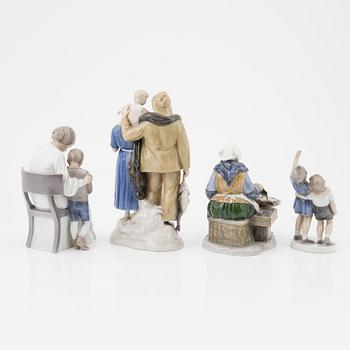 Figuriner, 4 st, porslin, Bing & Grøndahl, Danmark.