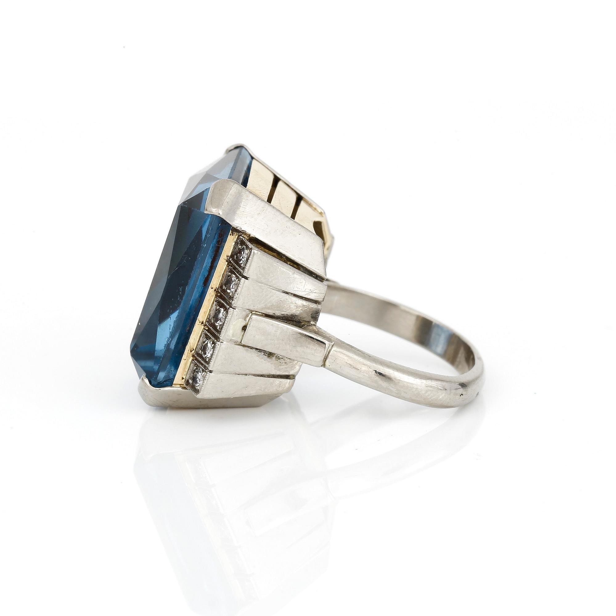 RING, med syntetisk blå spinell, ca 38 ct, och åttkantslipade diamanter, totalt ca 0,20 ct, MKS, Stockholm, 1962.