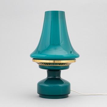 Hans-Agne Jakobsson, a glass and brass model B124 table light, Markaryd, second half of the 20th Century.