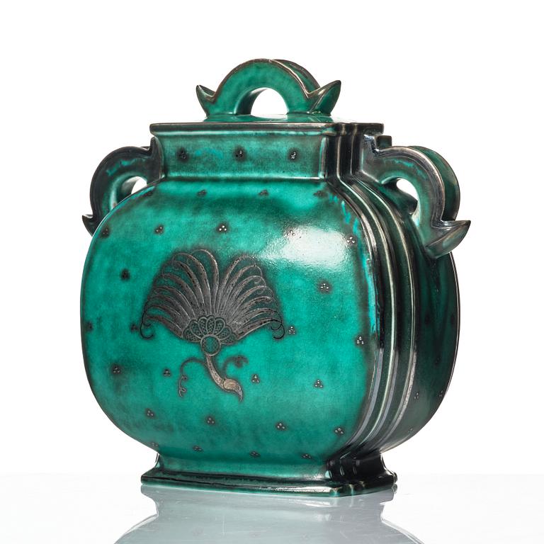 Wilhelm Kåge, a stoneware 'Argenta' urn with cover, model 935, Gustavsberg, Sweden, 1934.