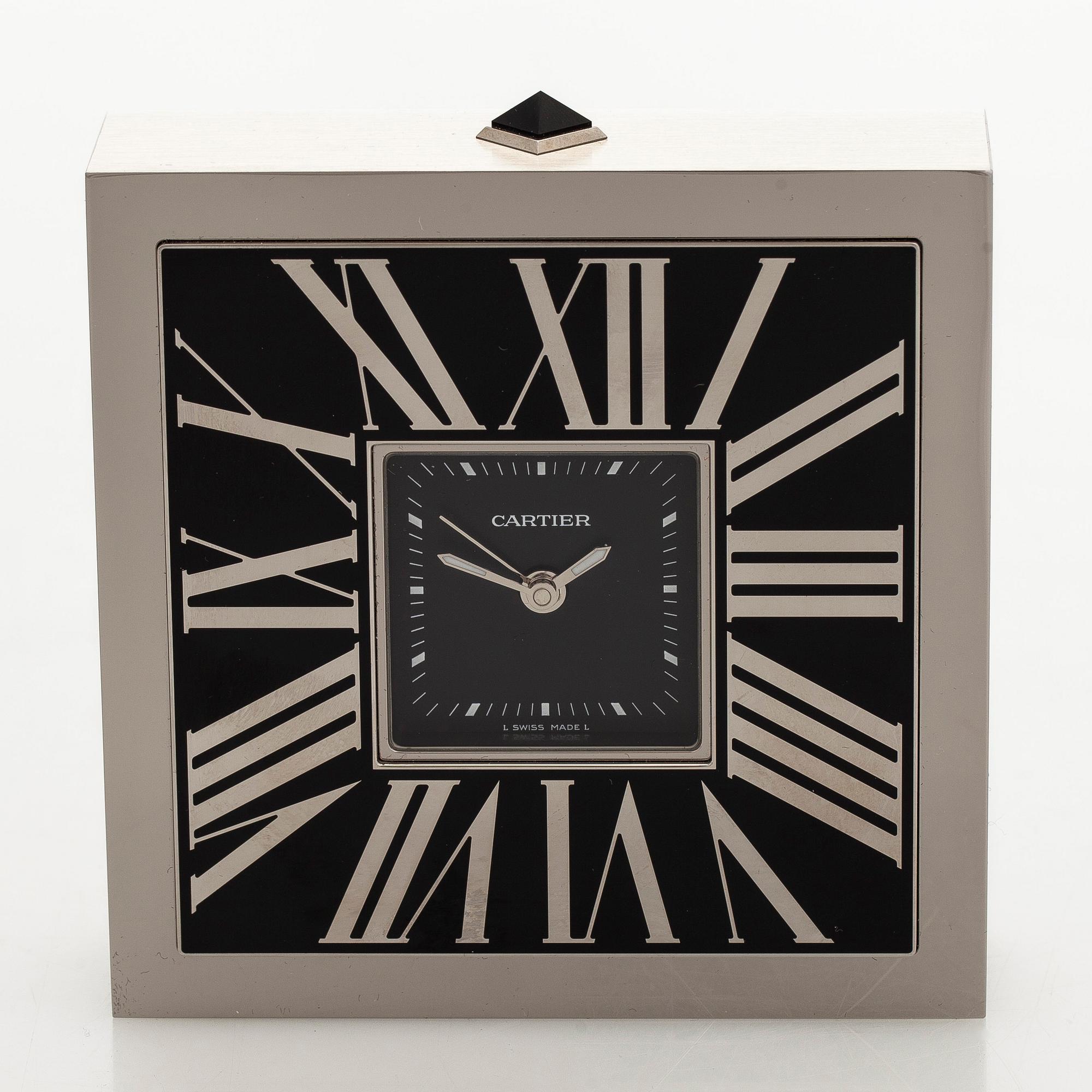 Cartier, Roman Numerals, table clock/alarm clock, Limited Edition, 95 x 95 x 26 mm.