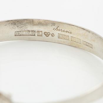 Theresia Hvorslev, bracelet, ring, pendant, earrings, 1 pair, sterling silver, chain, silver, Lidköping 1977, 1976, 1978 and 1973.