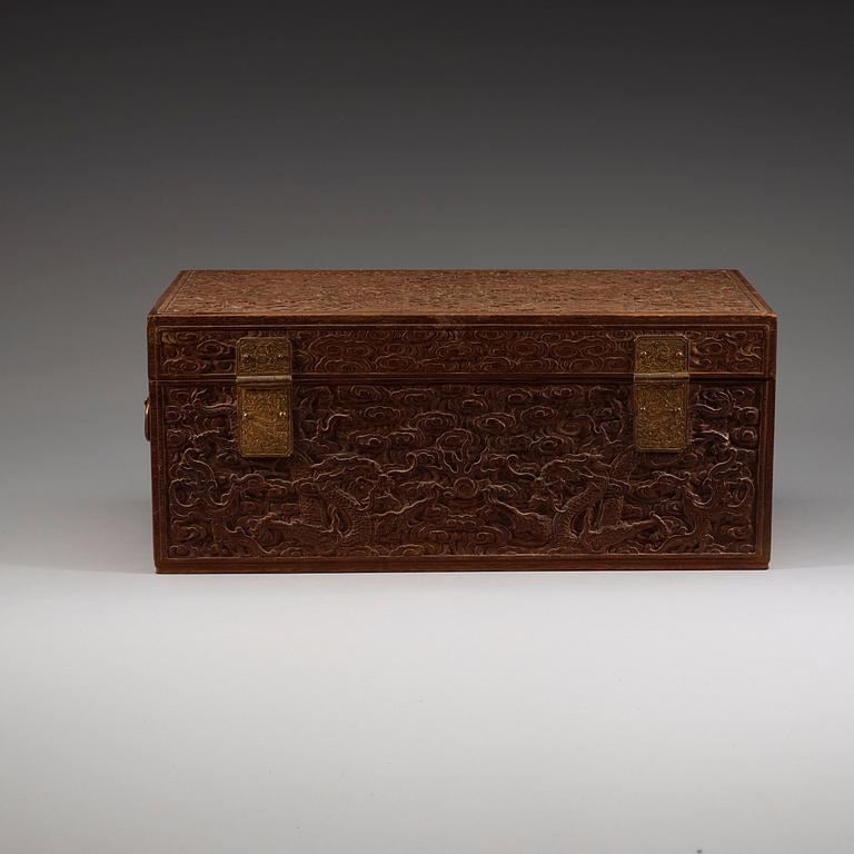 A Hardwood rectangular box, Qing dynasty (1644-1912).