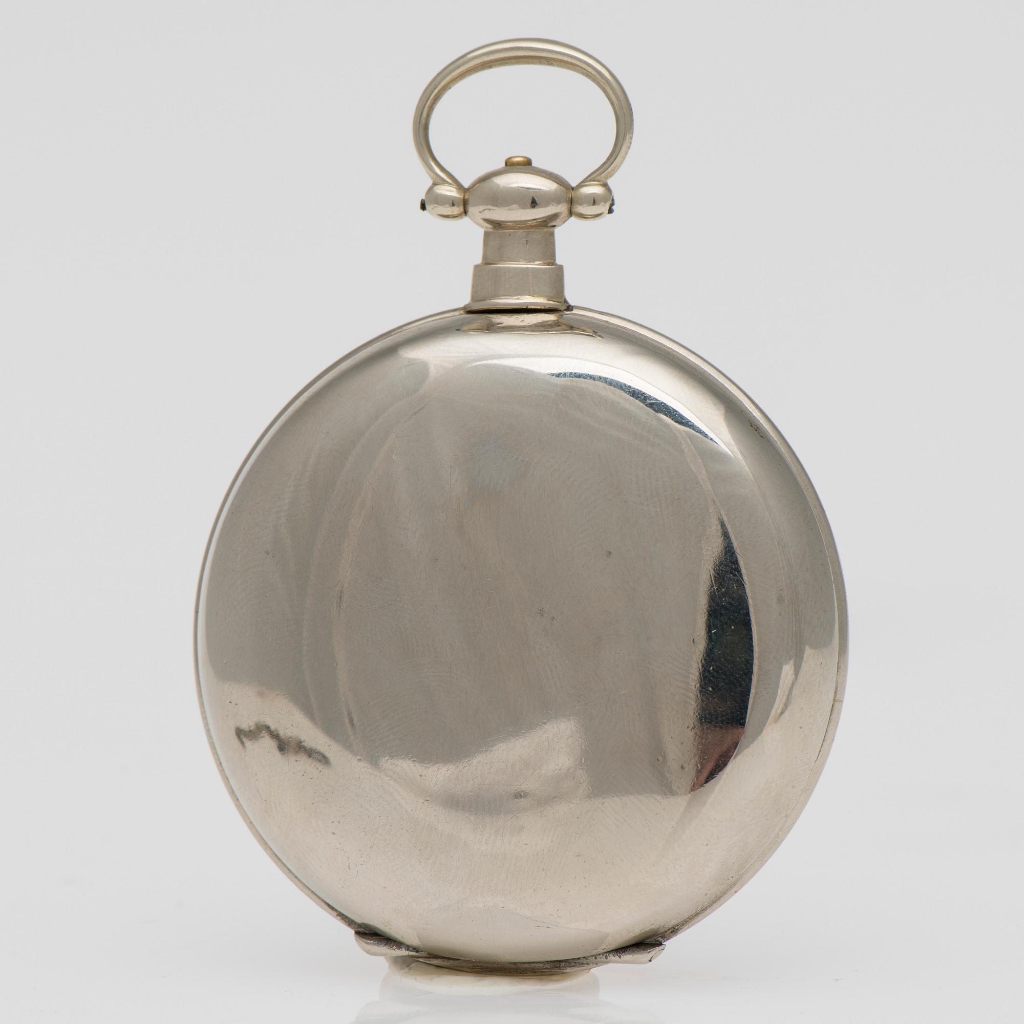 FICKUR, Bovet Fleurier, vitmetall, Schweiz, tillverkad för Kinas marknader, 1860-tal.