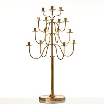 Josef Frank, a brass candelabrum for 16 lights by Svenskt Tenn, Sweden 1940-1950s.