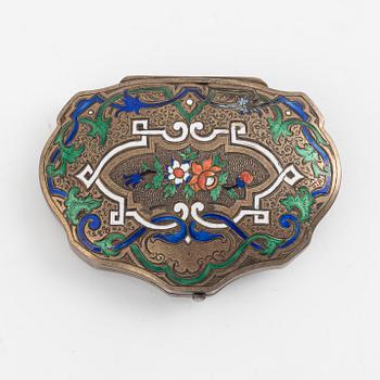 A silver and enamel box, circa 1900.
