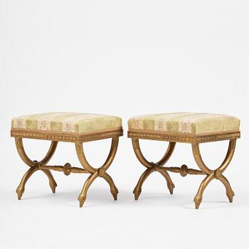 A pair of late Gustavian stools attributed to E. Ståhl (master in Stockholm 1794-1820).