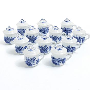 Royal Copenhagen, a set of twelve 'Blur Flower' custard cups, Denmark, 1957-58.