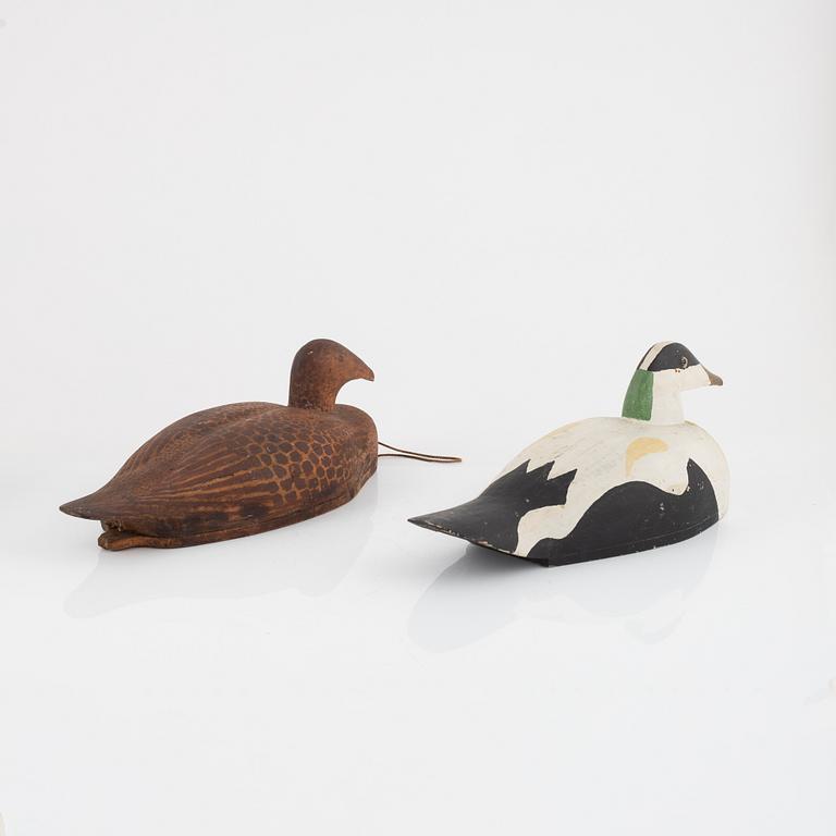 Two Wooden Decoy Ducks, 20th century.