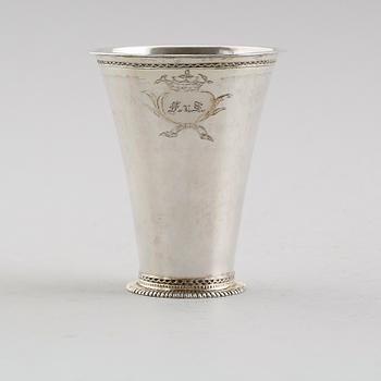 BÄGARE, silver, Lars Biugg, Jönköping 1786. Vikt ca 124 gram.