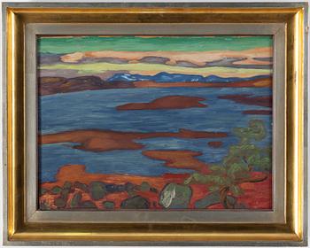 HELMER OSSLUND, oil on grease proof paer/panel, indistingtly signed.