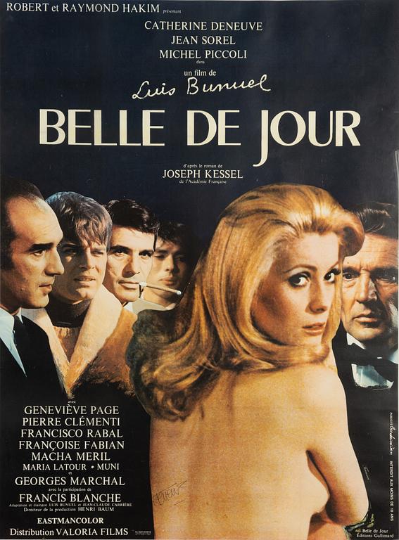 A signed film poster, 'Belle de Jour'.