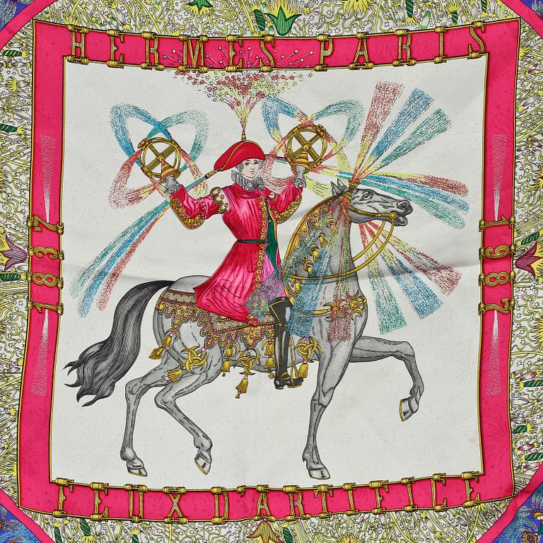 SCARF, jaquardvävt silke, "Feux d'Artifice", Michel Duchene, Hermès, Paris.