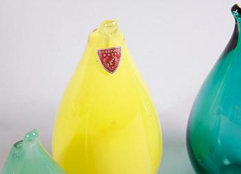 PARTI GLAS, 5 delar. Bla Ingeborg Lundin, Orrefors.