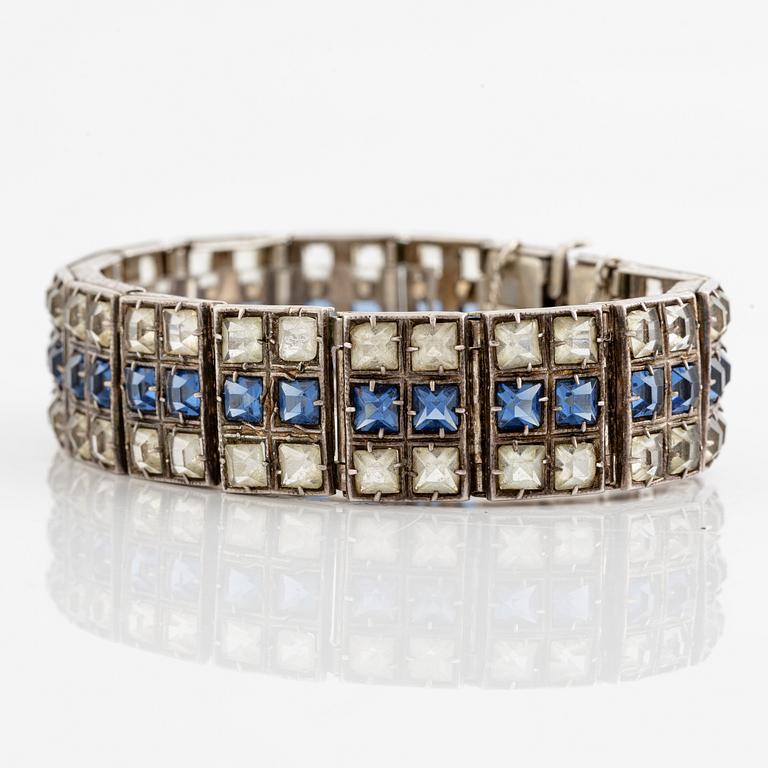 Armband, silver med pastestenar.