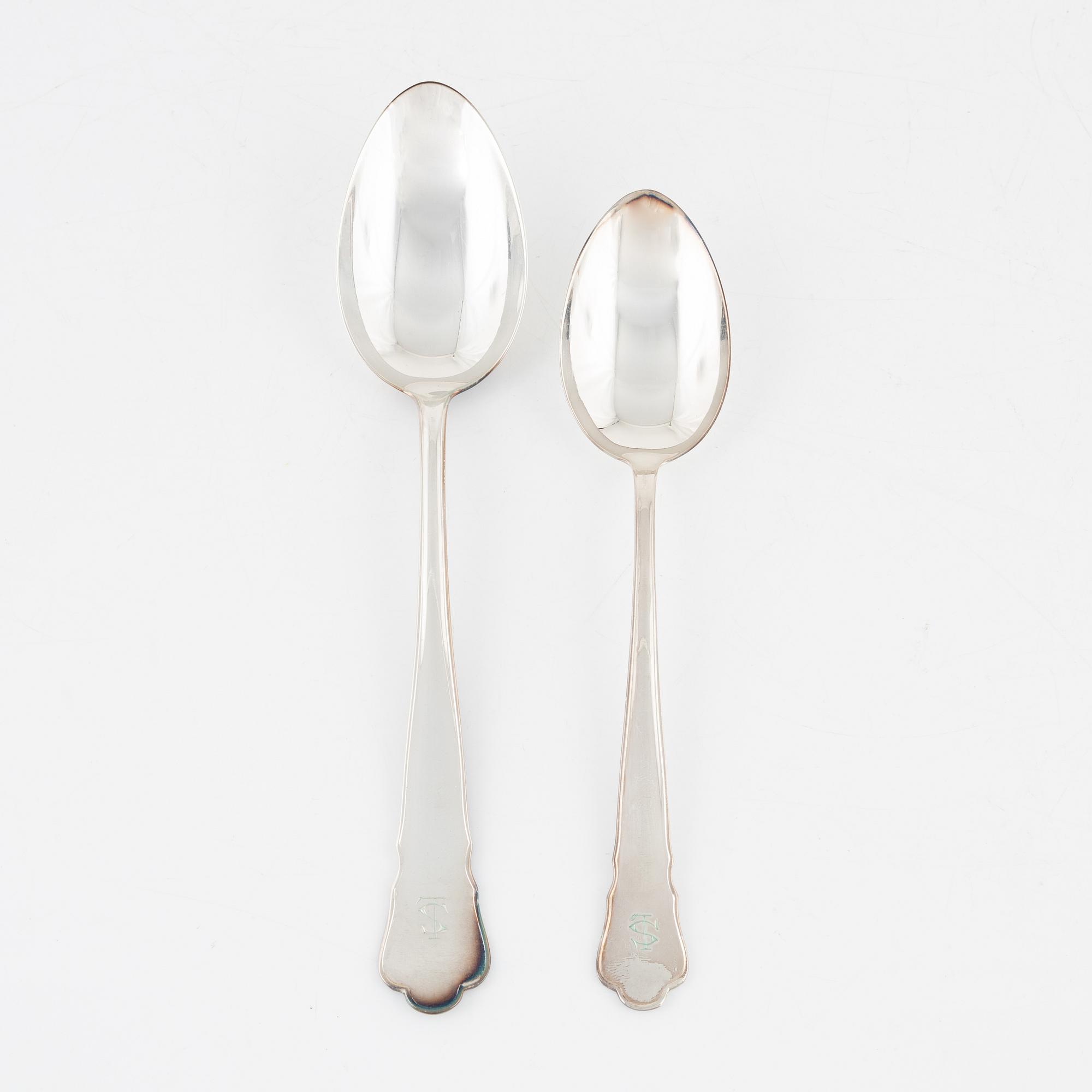 Skedar, 24 st, silver, "Chippendale", GAB, Stockholm, 1950-61.