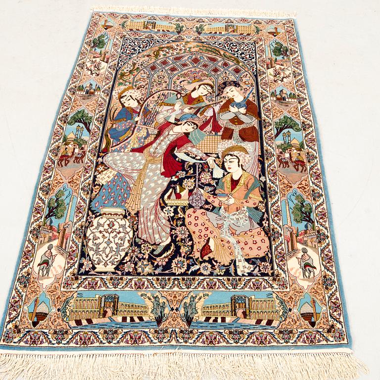 Isfahan Figural Rug, Old/Semi-Antique, approximately 174x111 cm.