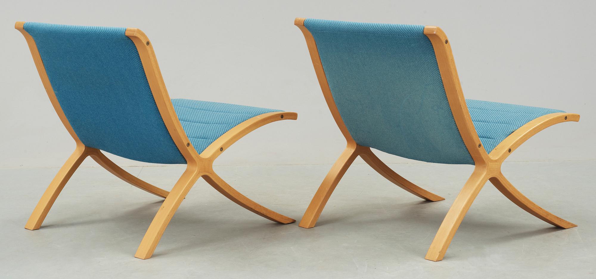 FÅTÖLJER, ett par, "X-stolen", Peter Hvidt & Orla Molgaard Nielsen, Fritz Hansen, Danmark, 1979.