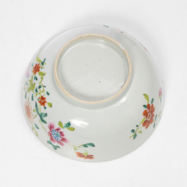 Parti Famille Rose-porslin, 5 delar, kina, Qianlong (1736-95).