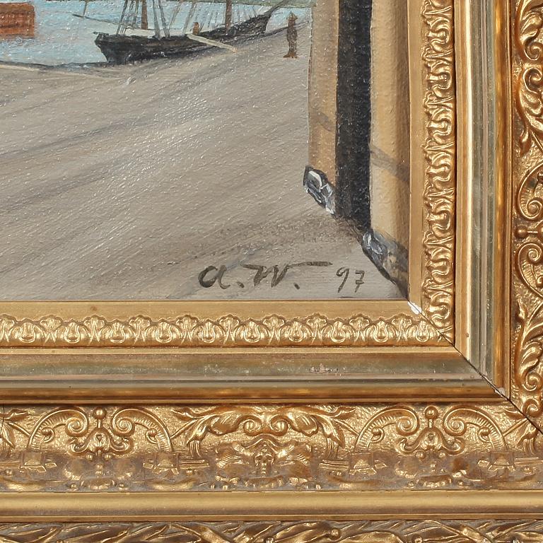 OKÄND KONSTNÄR, 2 st, olja på duk, monogramsignerade och daterade "97" (1897).