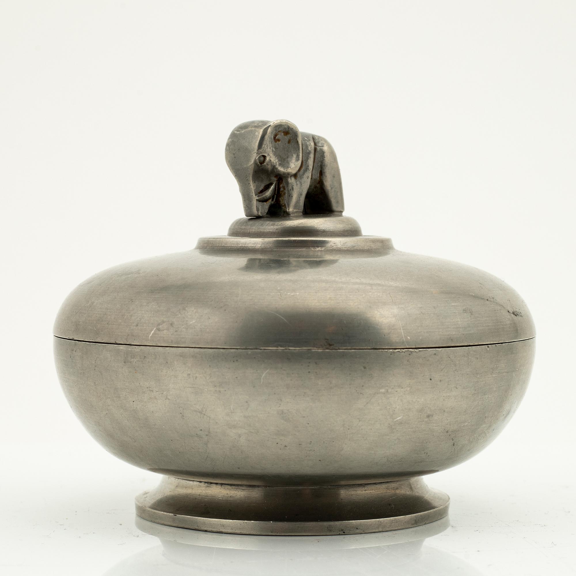 Sylvia Stave, skål med lock, sannolikt CG Hallberg, Stockholm, 1900-talets mitt, ostämplad.