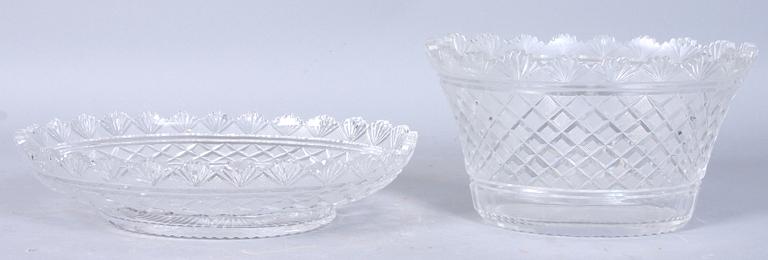 SKÅL samt FAT, pressglas, omkring sekelskiftet 1800/1900.