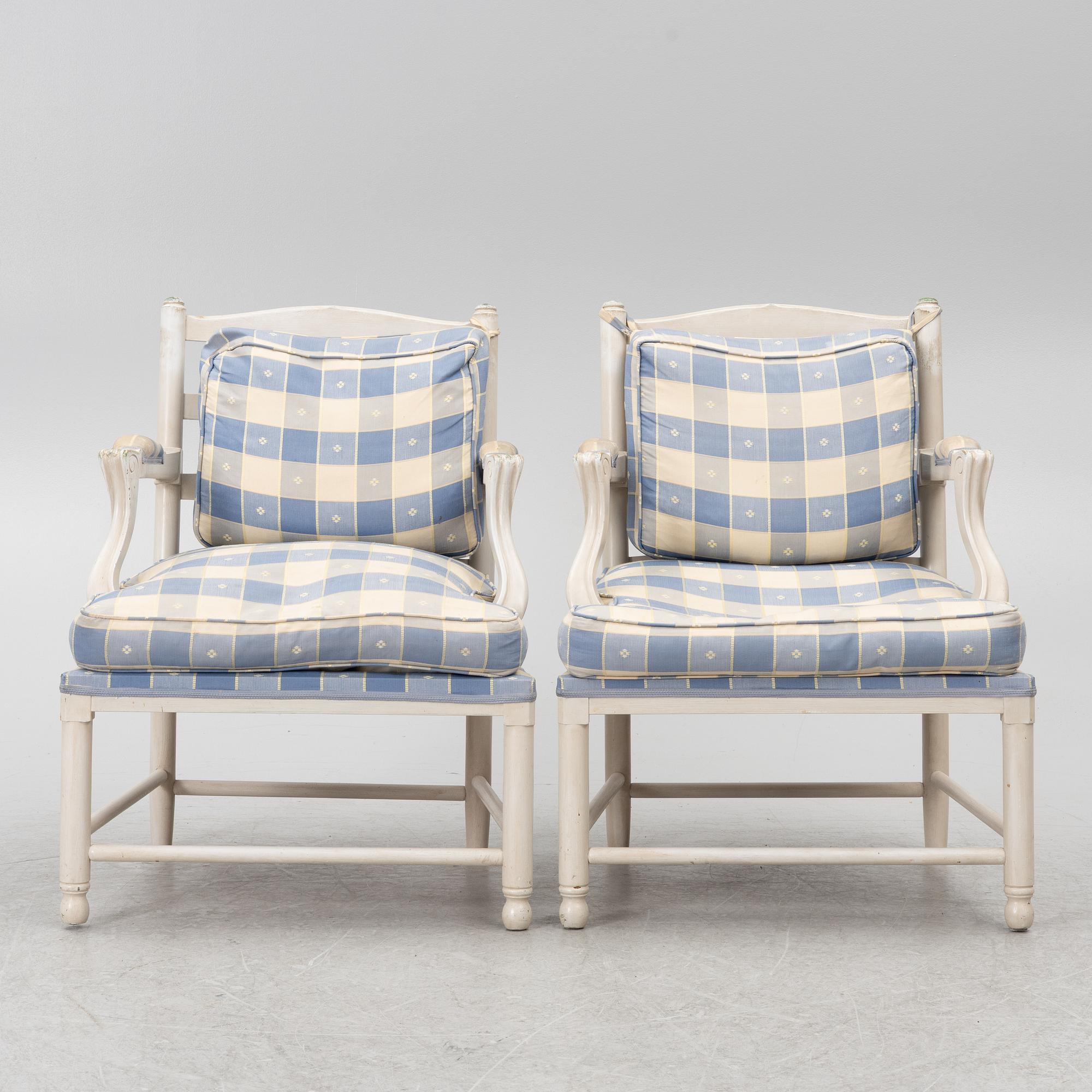 Fåtöljer ett par, gustaviansk stil, Gripsholmsmodell, Åmells möbler 1973.