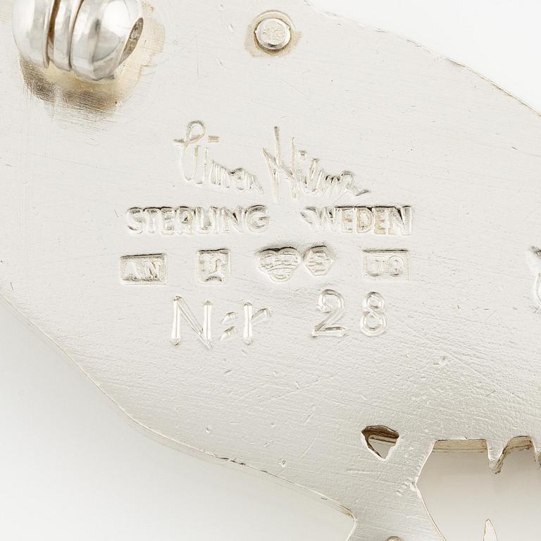 Wiwen Nilsson, brosch, sterlingsilver, i form av tupp, Lund 1970.