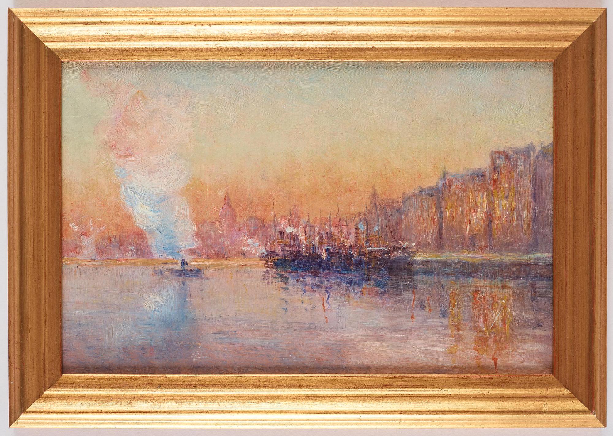Axel Lindman, Afton vid Skeppsbron, Stockholm.