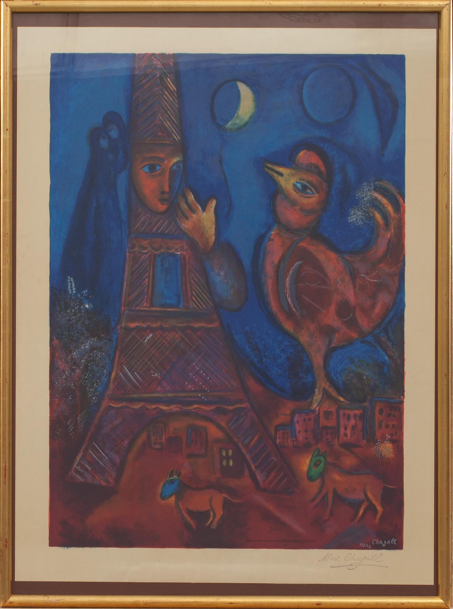 MARC CHAGALL, efter, färglitografi, stämplad signatur och tryckt hos Mourlot av Sorlier, Paris, numrerad 1908/5000.