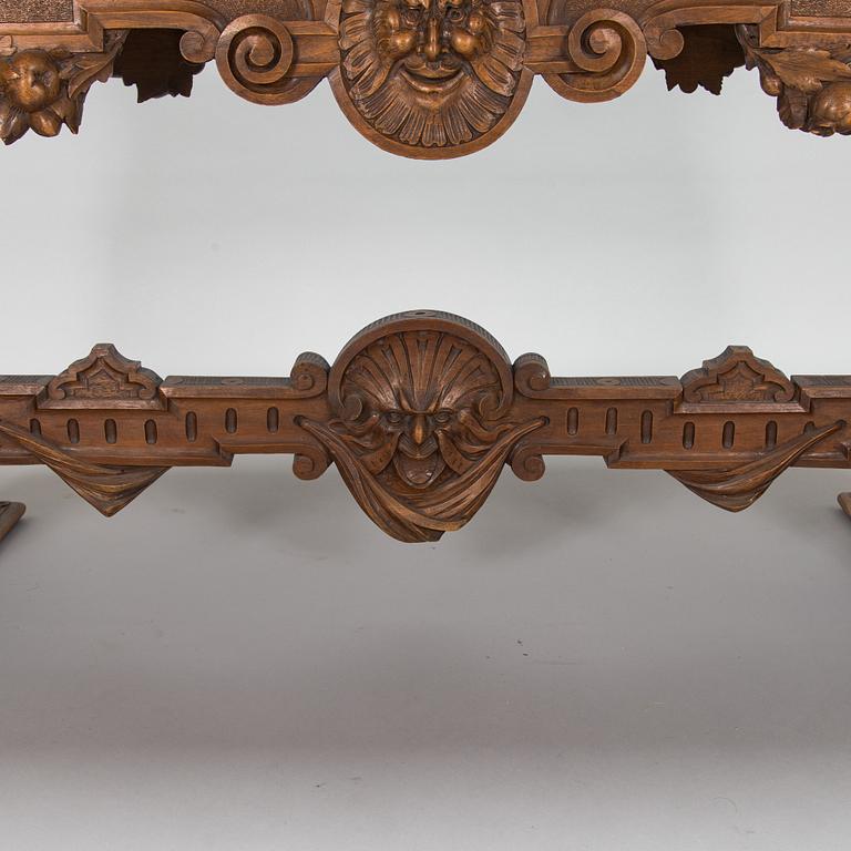 Walnut table, based on a model from Palazzo Pesaro in Venice, Purchased in 1893, Italy.