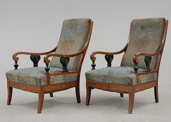 FÅTÖLJER, ett par, empirstil, 1900-1920.