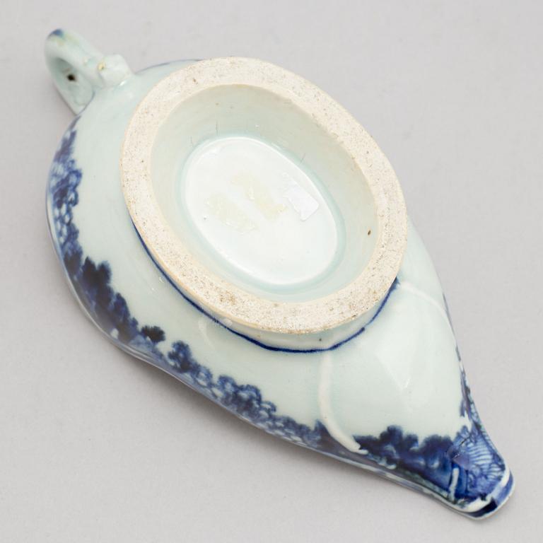 A blue and white sauce boat, Qing dynasty, Qianlong (1736-95).