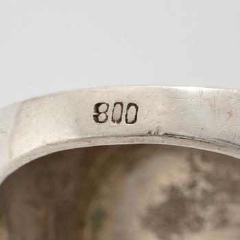 Signet ring, silver, man's profile, Mediterranean region.