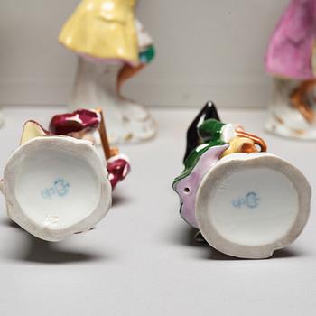 A group of seven 'Affenkapelle' porcelain figurines, Germany, Sitzendorf,  20th Century.