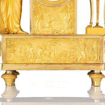 An Empire ormolu mantel clock, 'Allegory of the birth of the Duke of Bordeaux', early 19th century.