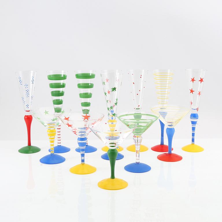 Anne Nilsson, servis 13 st  "Clown" signerade, Orrefors sent 1900-tal.